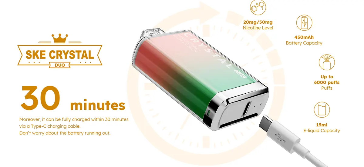 SKE Crystal Duo Rechargeable Disposable Vape