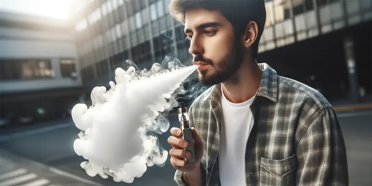 Do Vape Pens Fit All Cartridges? a man is vaping outside using his e-cigs