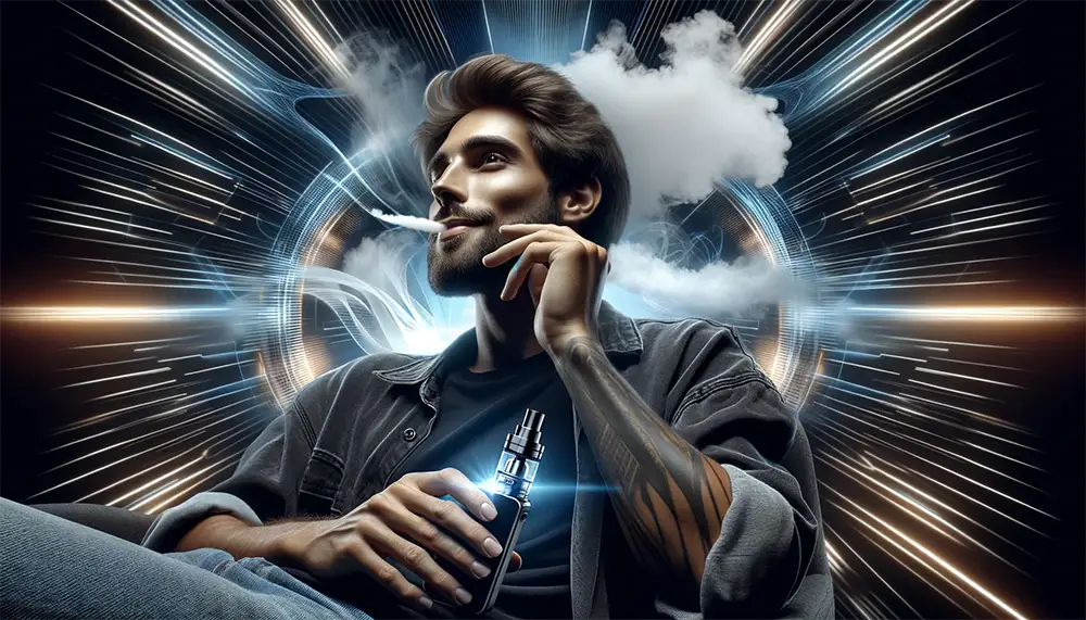 A Man Enjoying 0 Nicotine Vaping