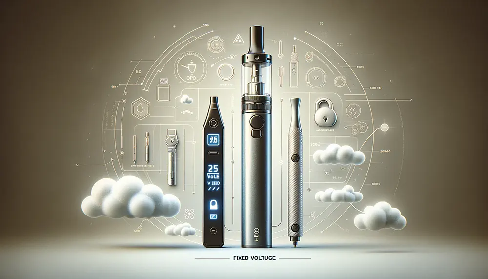 display a fixed voltage in vaping of a sleek, modern vape pen