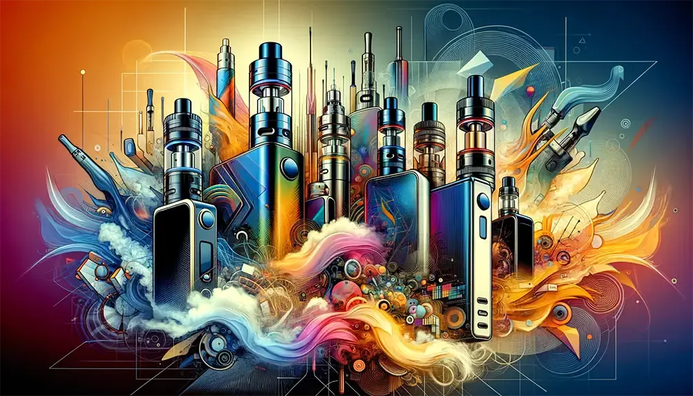 What Does Voltage Mean on a Vape? a variety of vaping devices emphasizing the theme of voltage customization