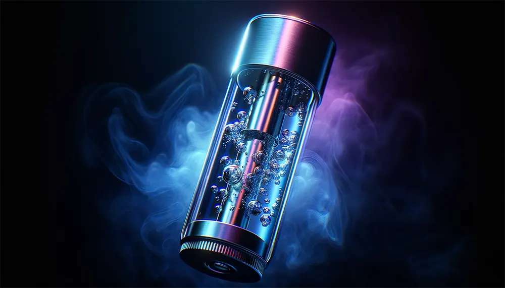 air bubbles trapped inside a transparent vape cartridge