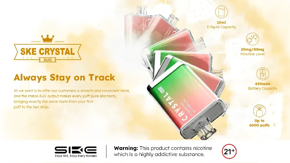 SKE Crystal DUO 6000 Puffs Vape Upgraded Release SKE Crystal DUO 6000 Puffs Disposable Vape