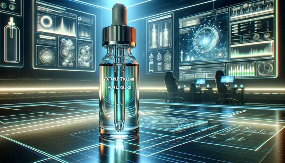 a high-tech vape juice bottle containing vegetable glycerin