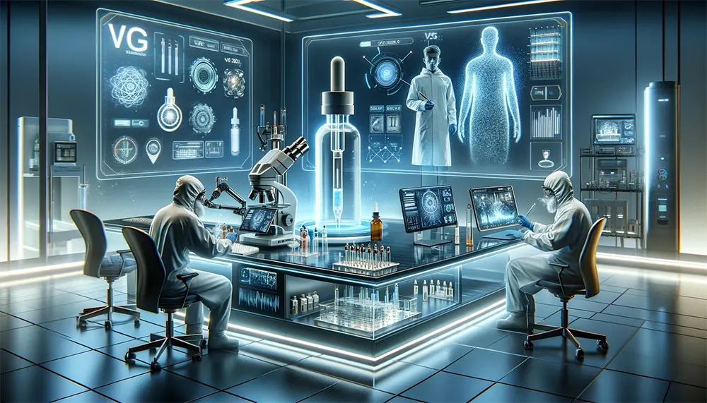 a modern laboratory analyzing the properties of vegetable glycerin in vape liquid