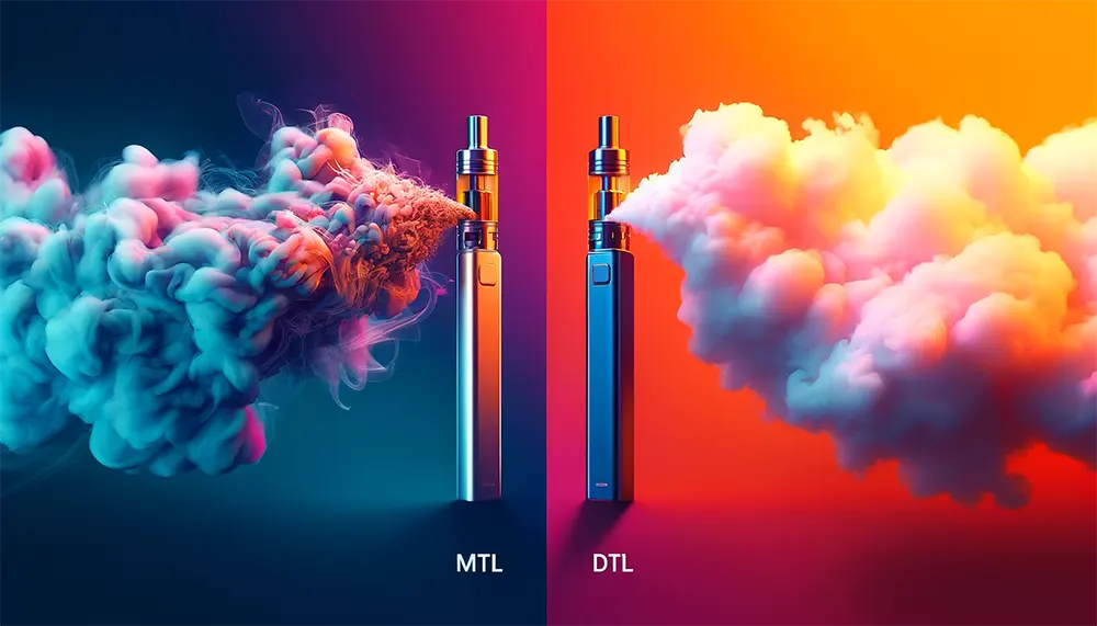 Vape Styles Uncovered: Are Disposable Vapes MTL or DTL? MTL and DTL vaping styles with dramatic vapor emissions