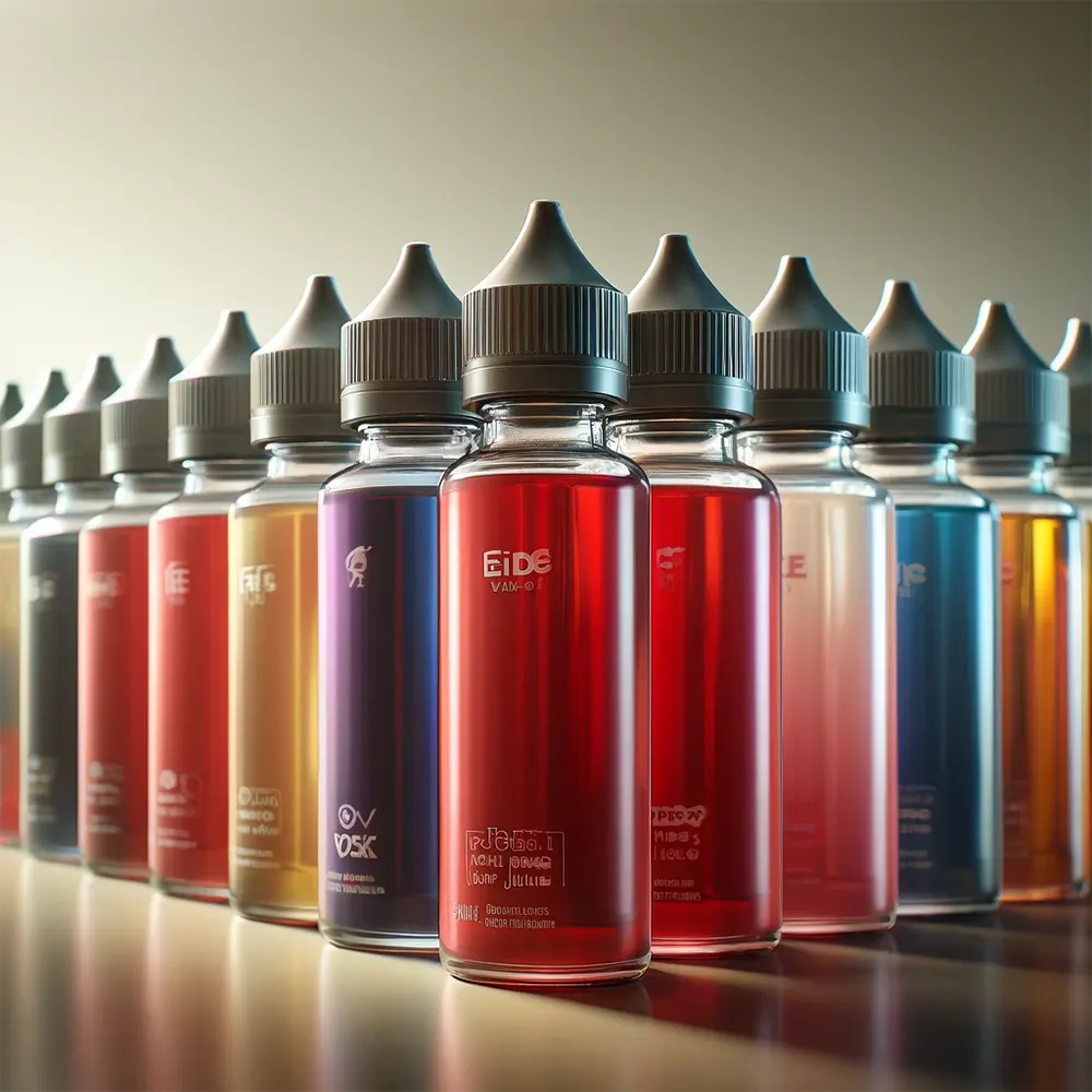 Fresh Puffs: How Long Does Vape Juice Last? various flavored vape juice bottles neatly arranged in a row