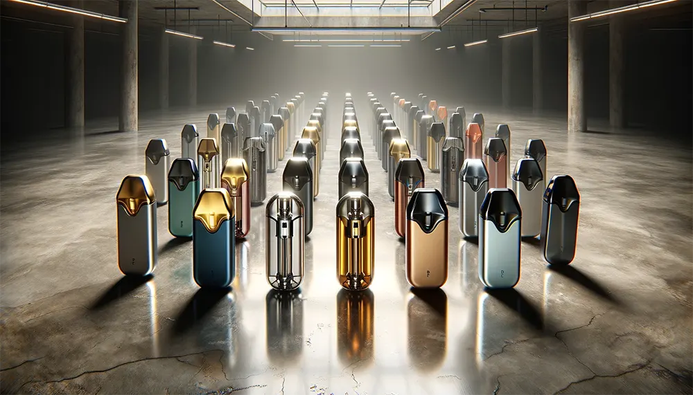 diverse vape pods in various shapes and styles