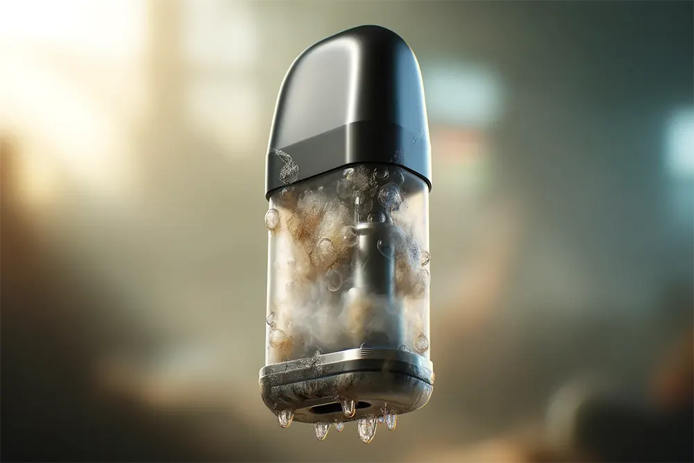 a vape pod with visible signs of clogging