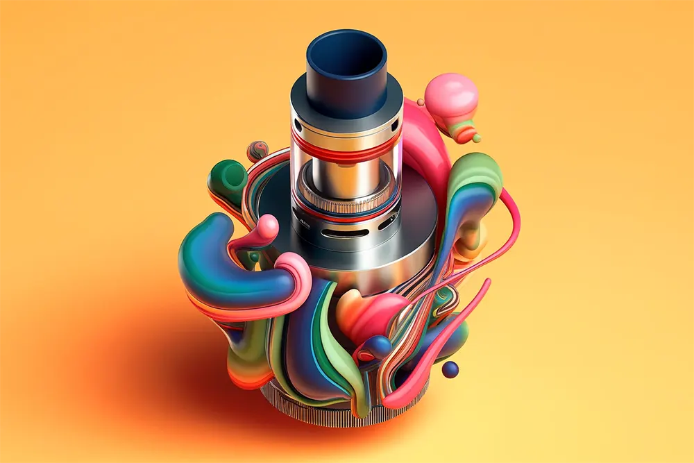 How to Refill a Vape: Tips for Beginners a top filling vape tank showing the top cap removed and the fill port