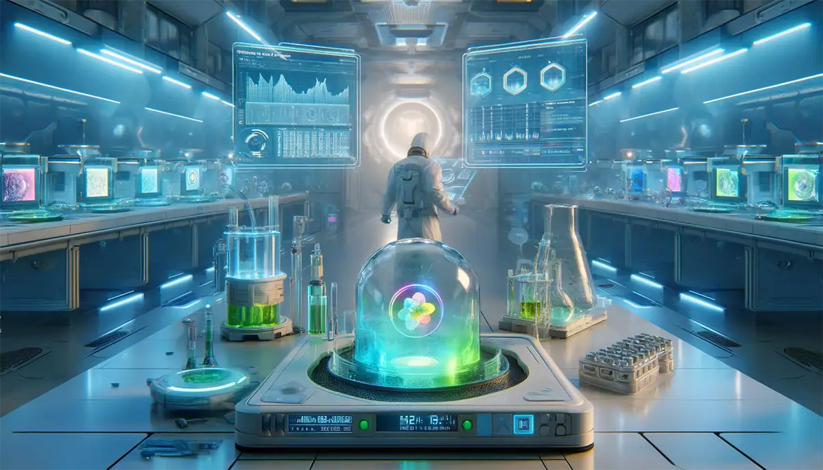 a cutting-edge laboratory analyzing vape juice components