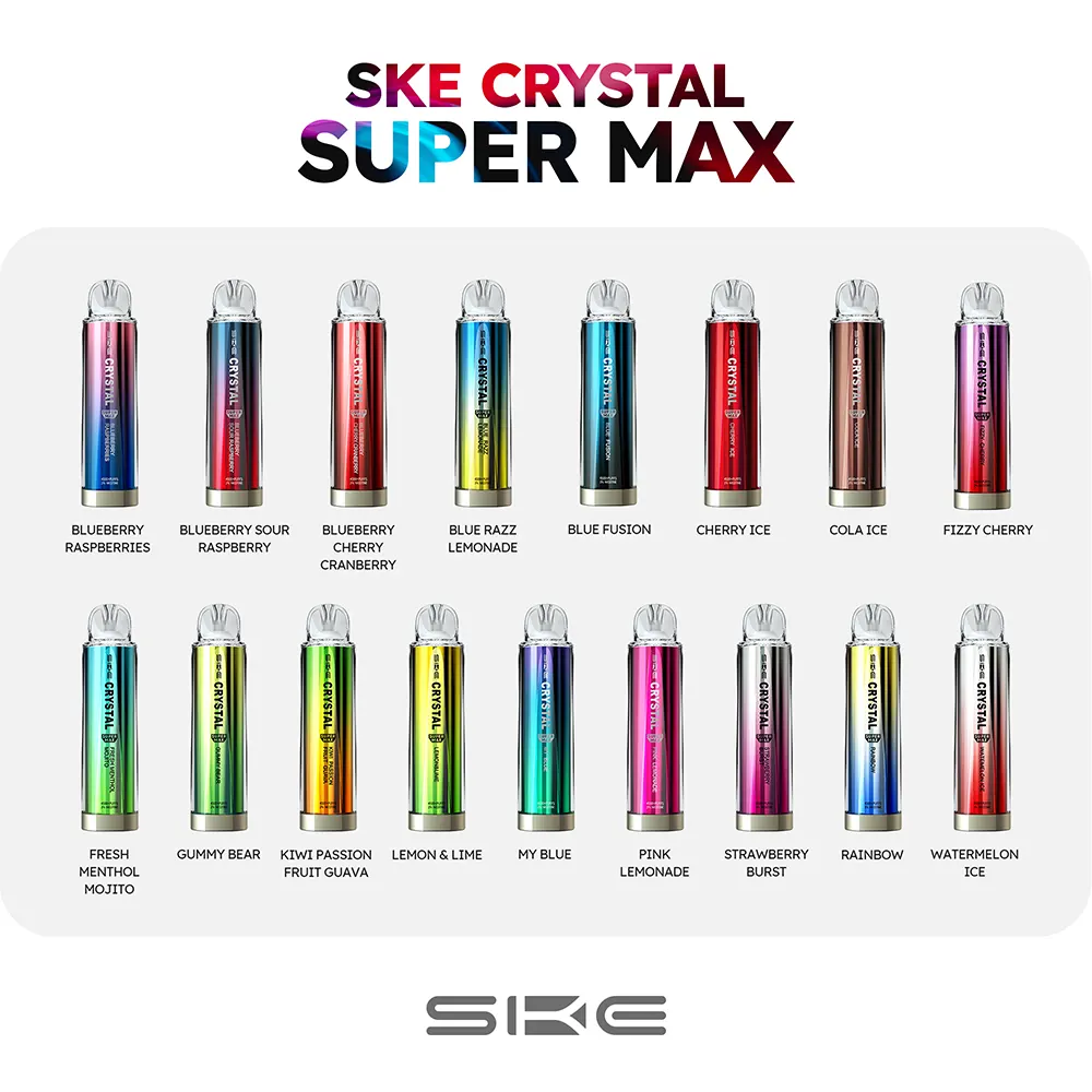 SKE Crystal Super Max: 17 Flavors & 4500 Puffs of Perfection SKE Crystal Super Max Disposable Vape Flavors