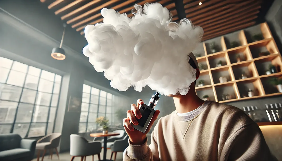 Cloud Chasing Meaning: Master Your Clouds Like a Pro a cloud chaser blowing a massive cloud of vapor indoors