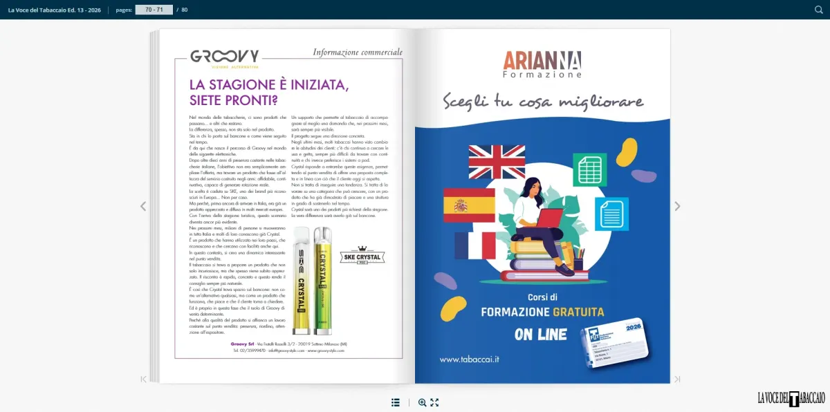 Groovy e SKE Crystal: il prodotto che porta nuova rotazione nelle tabaccherie italiane-La Voce del Tabaccaio Ed.13-2026